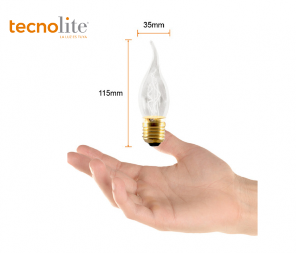 Foco incandescente tipo vela atenuable, 25 W, Luz suave cálida, Base E27 - Imagen 2